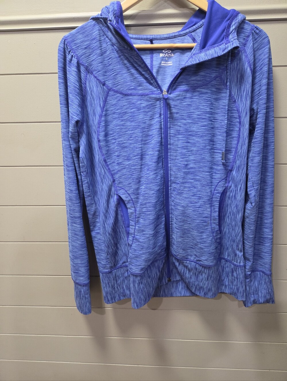 prAna Women's Blue Zip-Up Hooded Jacket